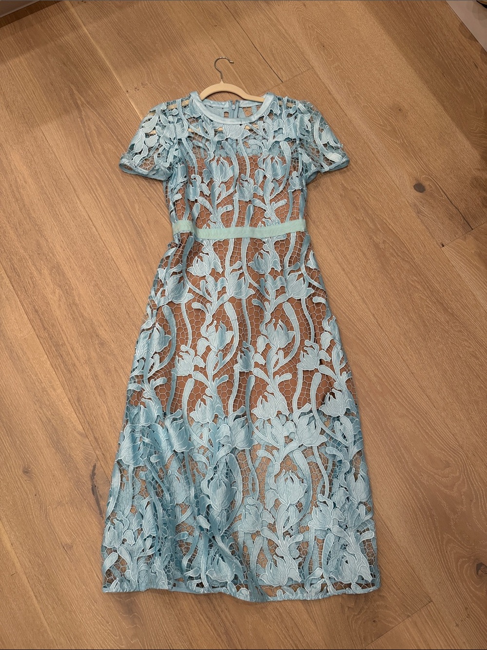Self Portrait short sleeve lace midi dress